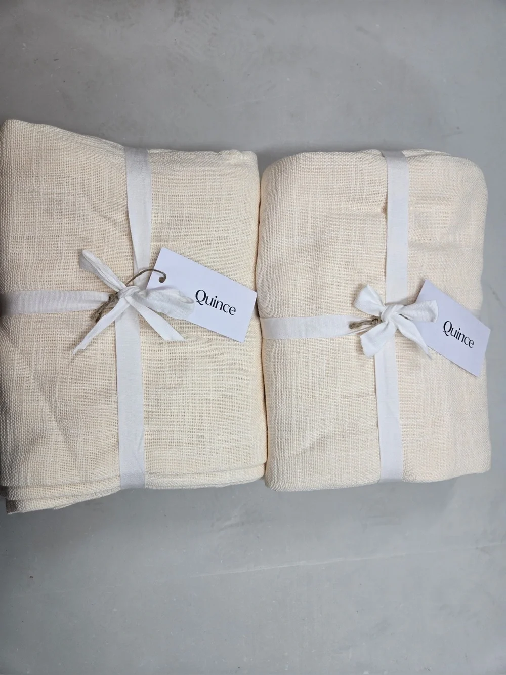 NWT QUINCE Set Of 2 48x96 Cotton Sheer Curtains Ivory 0766